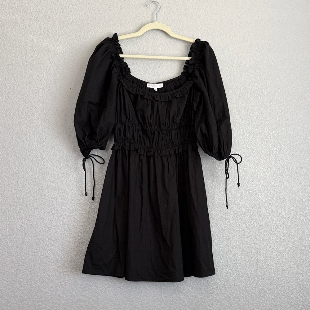 House of Harlow 1960 Black Puff-Sleeve Mini Dress